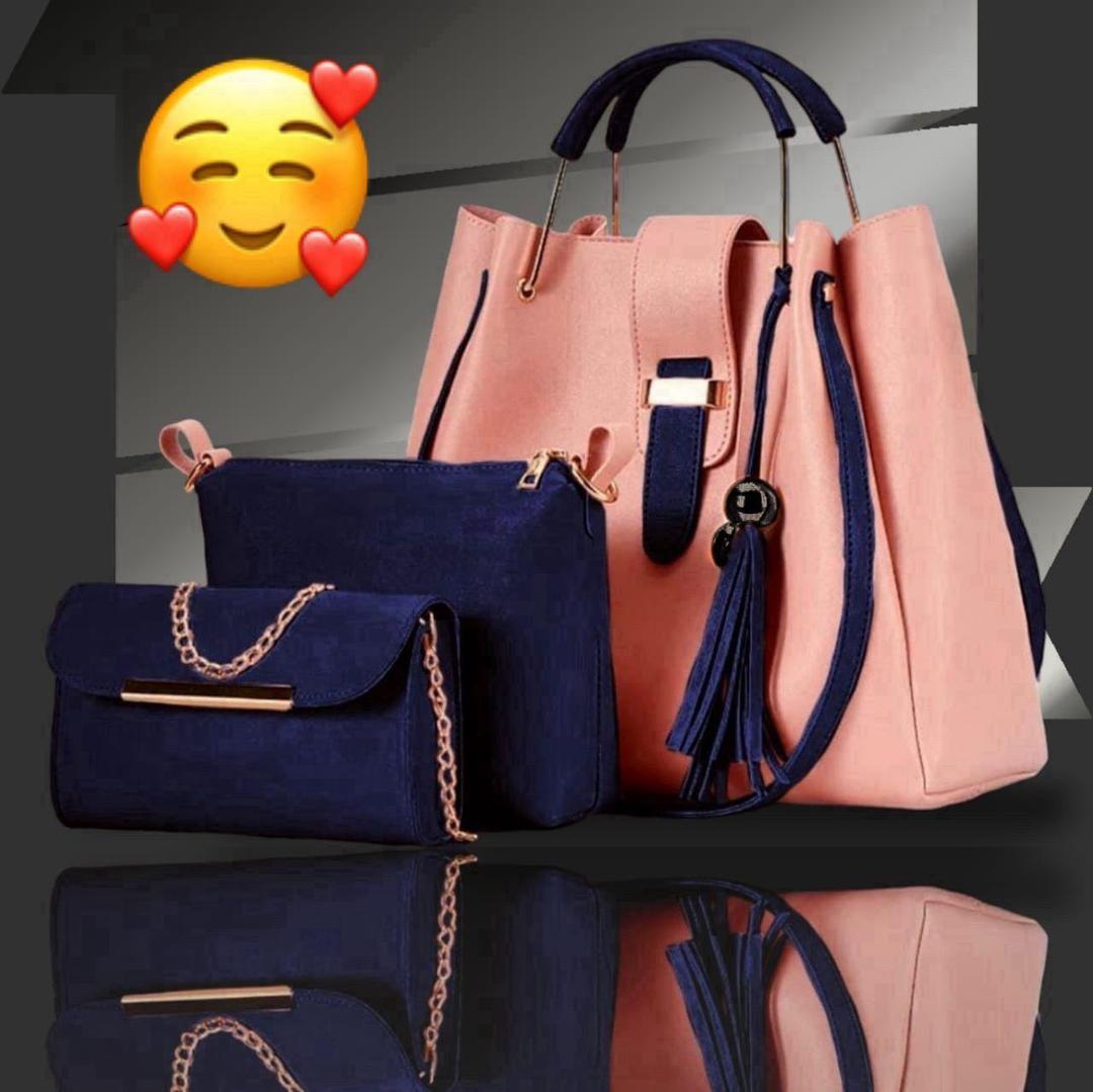 Stylish 3 Pcs Women's PU Leather Hand Bag Set in Multicolor