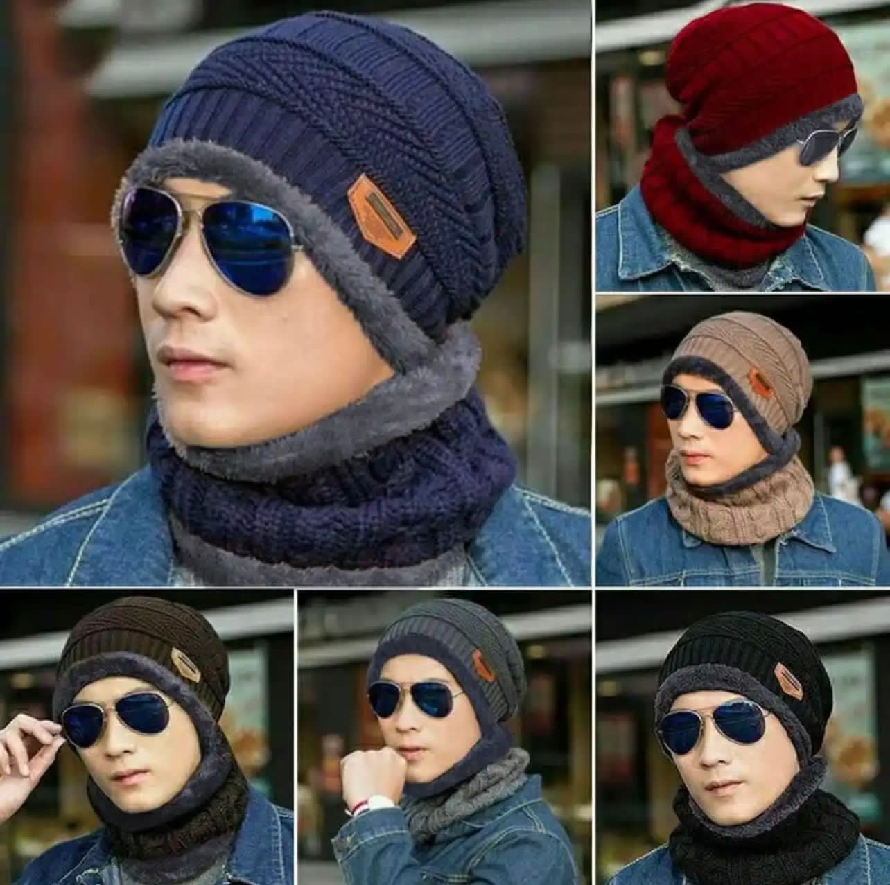 Beanie And Scarf Set With Fleece Mask