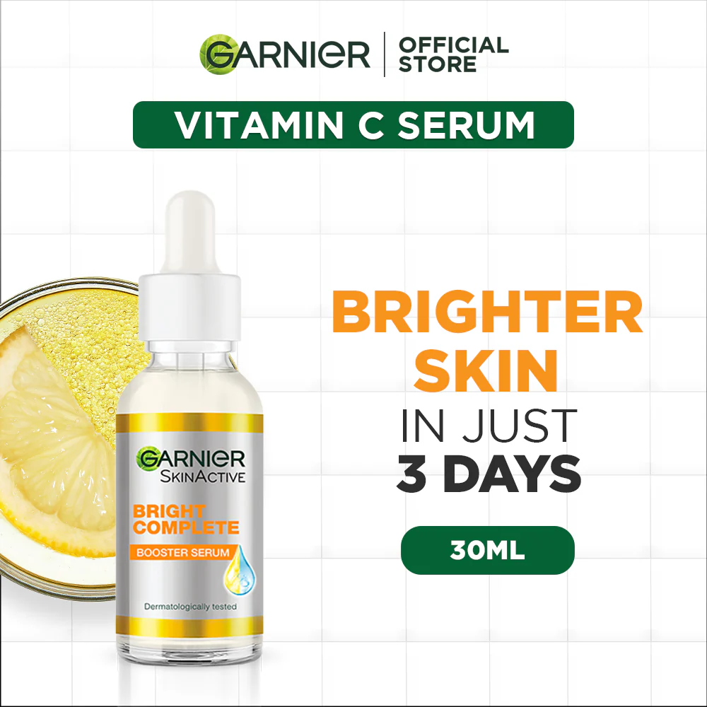 Garnier Skin Naturals Vitamin C Booster Serum 30ml – Bright Complete 30x Vitamin C Formula For Glowing, Spot-Free, And Radiant Skin